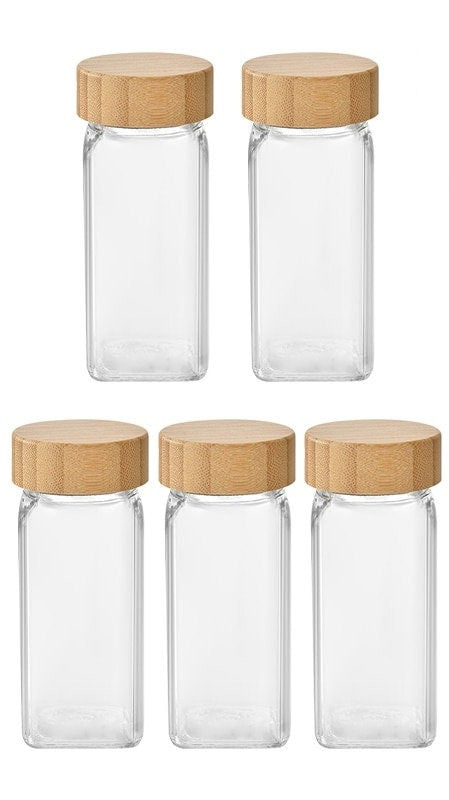 Complete Spice Organizer Kit - Glass Jars with Dual Shaker Lids