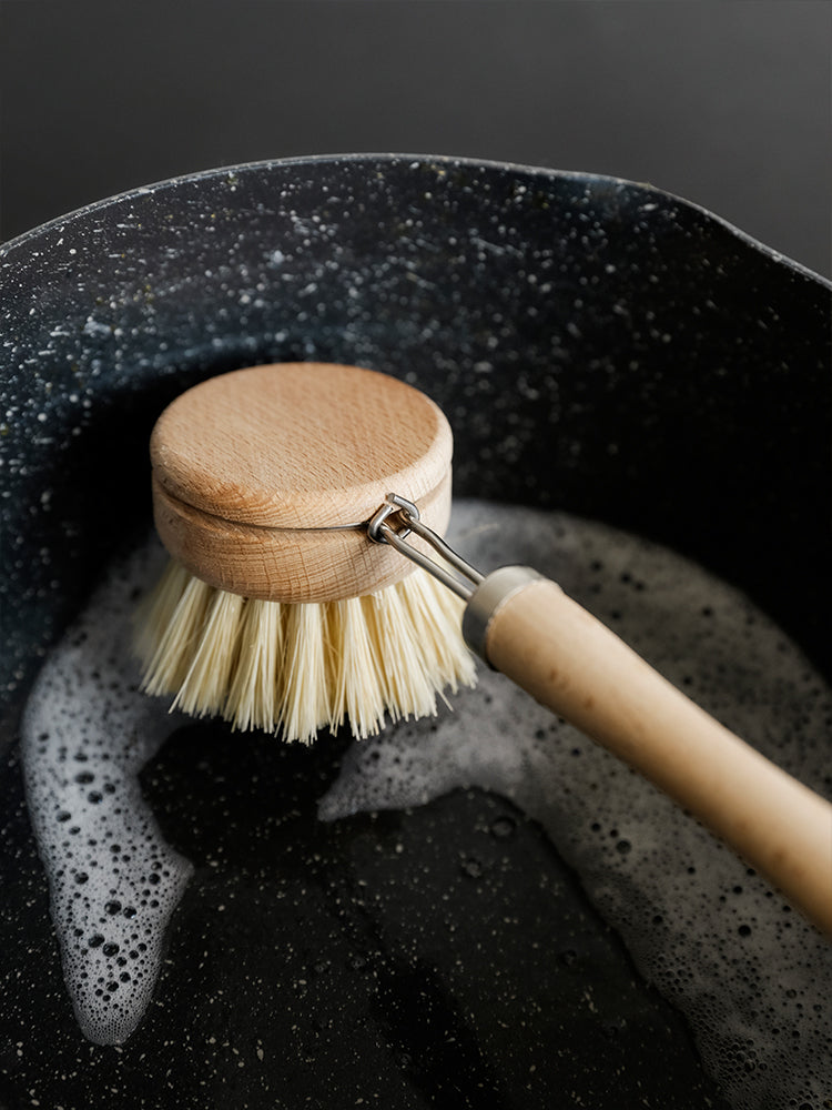 Ergonomic Wood Handle Pot Brush