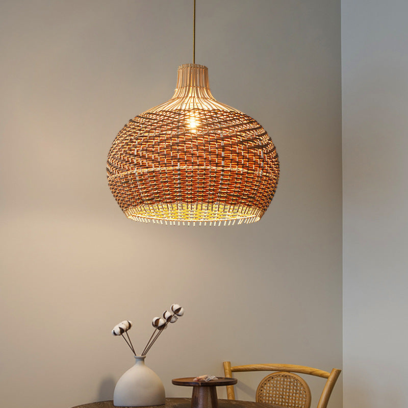 Retro Rattan Radiance Pendant Light