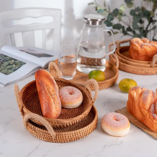 Artisanal Charm Rattan Storage Tray