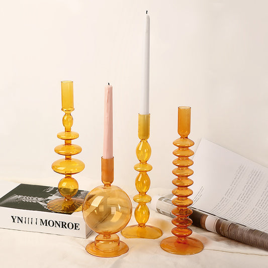 Nordic Hues Retro Glass Candle Holder Collection