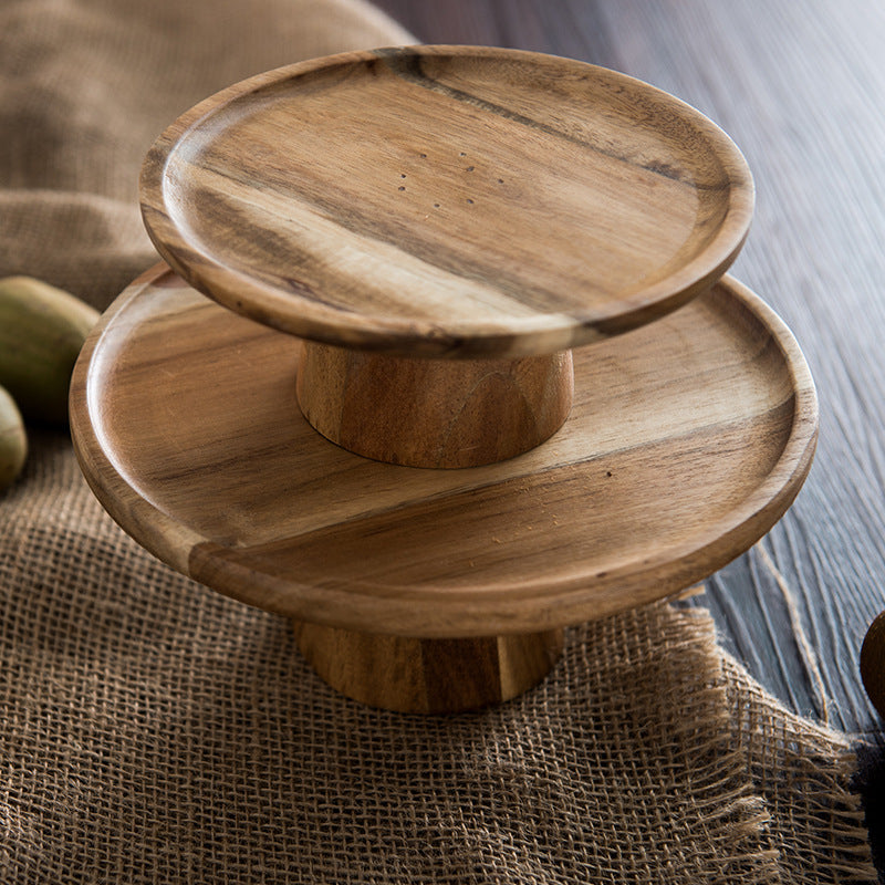 Acacia Wood Elevated Cake Plate