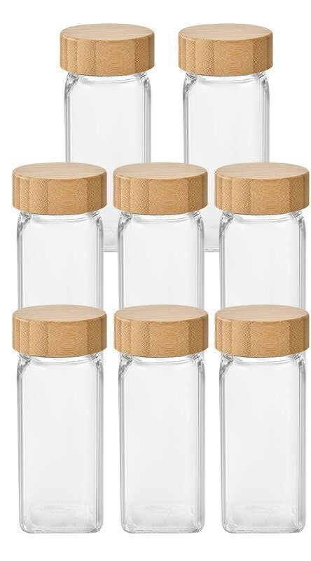 Complete Spice Organizer Kit - Glass Jars with Dual Shaker Lids