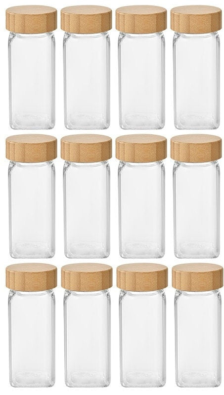 Complete Spice Organizer Kit - Glass Jars with Dual Shaker Lids