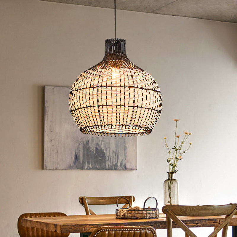 Retro Rattan Radiance Pendant Light