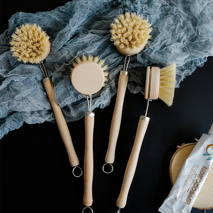 Ergonomic Wood Handle Pot Brush