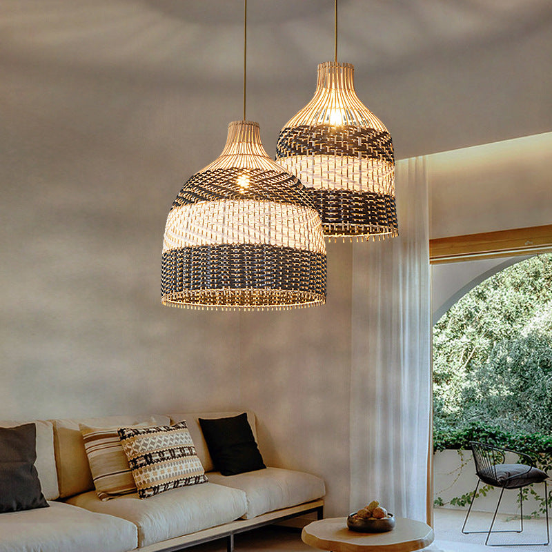 Retro Rattan Radiance Pendant Light