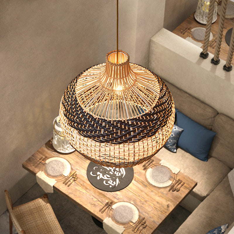 Retro Rattan Radiance Pendant Light