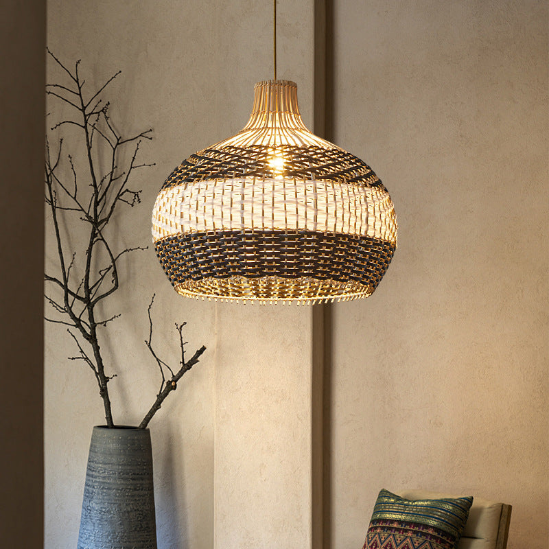 Retro Rattan Radiance Pendant Light