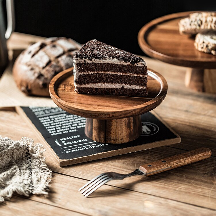 Acacia Wood Elevated Cake Plate